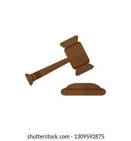 law hammer icon in flat style isolated vector illustration on white transparent background