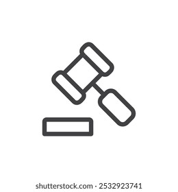 Icono de martillo de ley Logotipo de Vector de contorno simple