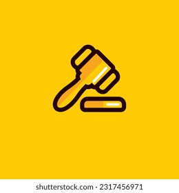 Icono de martillo de ley Vector de color amarillo editable
