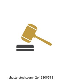 Logotipo de martelo de lei, Empresa de justiça Logotipo vetor, Juiz martelo ícone vetor plano