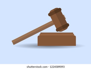 law hammer strike flat vector illustration