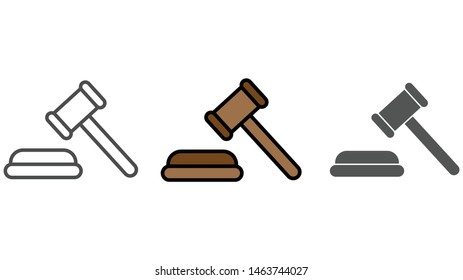 Law hammer vector icon sign symbol