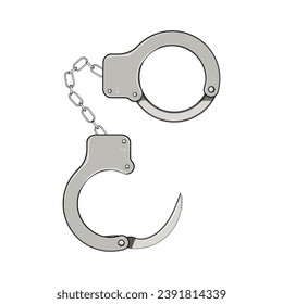 law handcuffs cartoon. justice handcuff, prison jail, handcuffs punishment law handcuffs sign. isolated symbol vector illustration