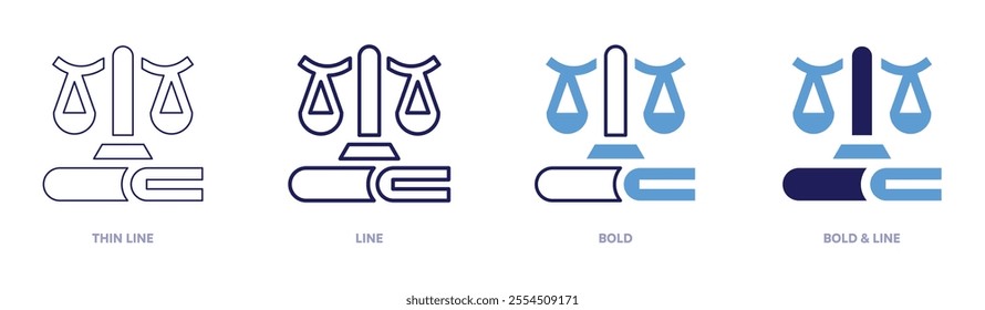Law icon in 4 different styles. Thin Line, Line, Bold, and Bold Line. Duotone style. Editable stroke.