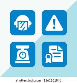 law icon. 4 law set with contract, warning, swat and scale vector icons for web and mobile app