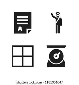 law icon. 4 law vector icons set. scale, police and columns icons for web and design about law theme