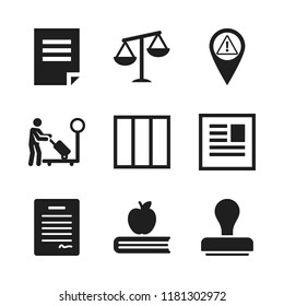 law icon. 9 law vector icons set. book, scale and file icons for web and design about law theme