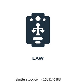 Law icon. Black filled vector illustration. Law symbol on white background. Can be used in web and mobile.