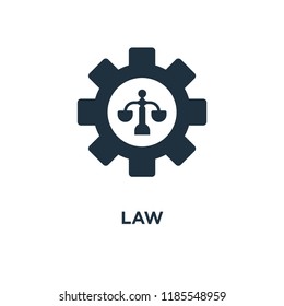 Law icon. Black filled vector illustration. Law symbol on white background. Can be used in web and mobile.
