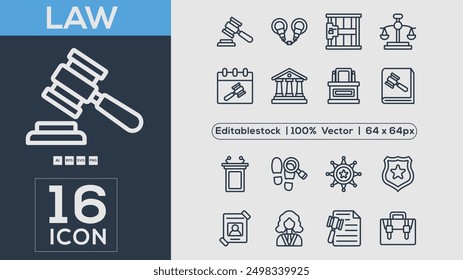  Icono de ley ilustrador de Vector de colección
