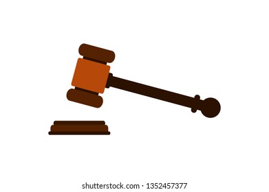 law Icon. gavel justice symbol isolated on white background. vector illustration.