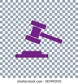 law Icon. hammer icon on transparent background. Violet icon