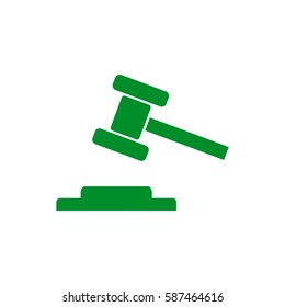 law Icon. hammer icon on white background. Green icon.