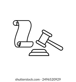 law icon  judge or auction hammer icon vector law protection sign 