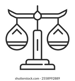 Law icon, Law and justice symbol outline icon, editable vector illustration and transparent graphic element. Isolated on white background