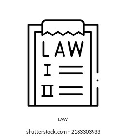 icono de la ley. Signo de estilo lineal aislado en fondo blanco. Ilustración del vector