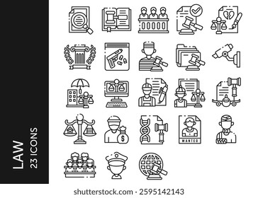 Law icon pack. Set icon design