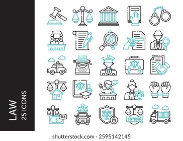 Law icon pack. Set icon design