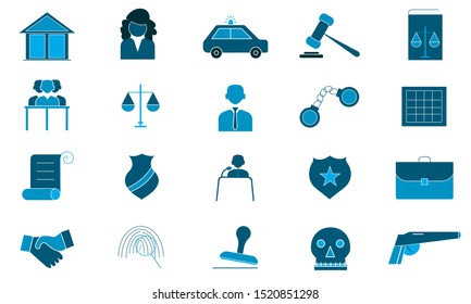 Law icon pack. Simple flat symbol. Perfect  pictogram illustration on white background.