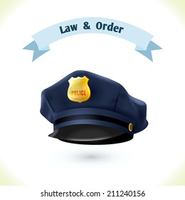 Law icon police hat isolated on white background vector illustration