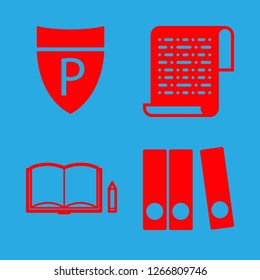 law icon set about book, scroll, police sign and file vector set