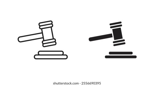 Law icon set in Thin line black color.