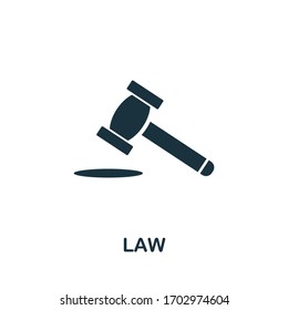 Icono de ley. Elemento simple de la recopilación de regulaciones. Icono de ley rellenada para plantillas, infografías y más.
