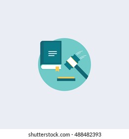Law Icon in trendy flat style isolated on grey background. Judge Gavel symbol for your web site design, logo, app. Vector illustration,