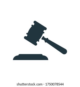 Law icon vector. Premium quality judge gavel icon in flat design.