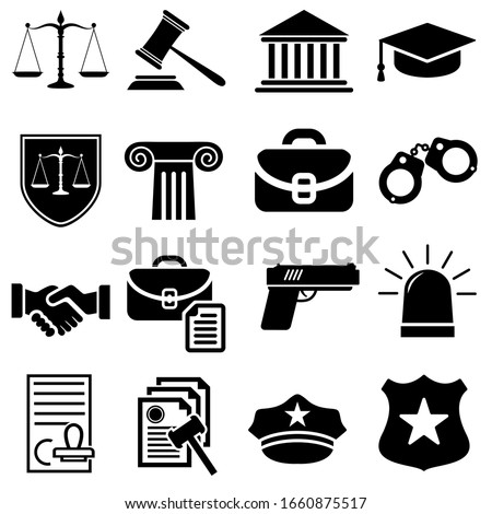 Law icon vector set. justice illustration sign collection. Police symbol.