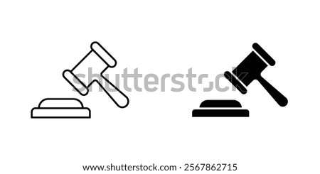 Law icons collection in Filled flat and thin line style.