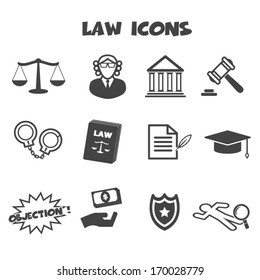 law icons, mono vector symbols