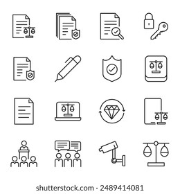 Law icons Pixel perfect. Agreement, insurance, legal