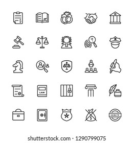 Law Icons set. Editable vector stroke 64x64 Pixel.