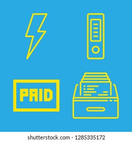 law icons set with flash symbol, documents and paid vector set