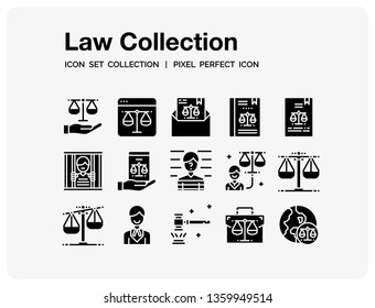 Law Icons Set. UI Pixel Perfect Well-crafted Vector Thin Line Icons. The illustrations are a vector.