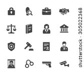 Law icons. Simple flat vector icons set on white background