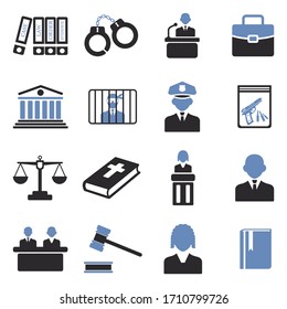 Law Icons. Two Tone Flat Design. Vector Illustration.