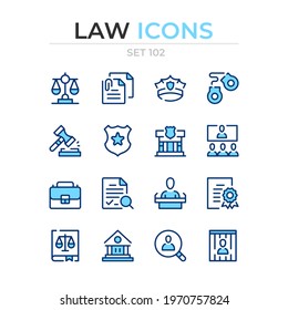 Law icons. Vector line icons set. Premium quality. Simple thin line design. Modern outline symbols collection, pictograms.