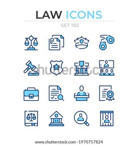 Law icons. Vector line icons set. Premium quality. Simple thin line design. Modern outline symbols collection, pictograms.