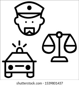 Law icons. Vector icons set on white background.