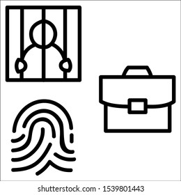 Law icons. Vector icons set on white background.