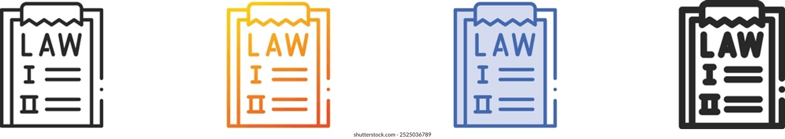law icon.Thin Linear, Gradient, Blue Stroke and bold Style Design Isolated On White Background