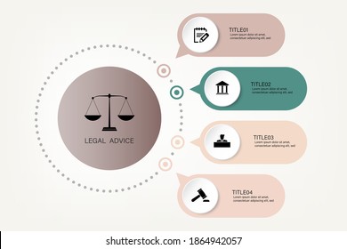 Law information for justice law verdict case legal gavel wooden hammer crime court auction symbol. infographic 