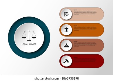 Law information for justice law verdict case legal gavel wooden hammer crime court auction symbol. infographic 