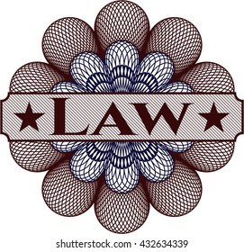 Law inside money style emblem or rosette