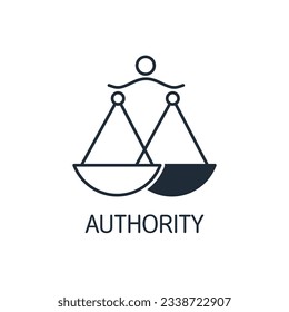 Law and judgement. Authority. Vector linear icon isolated on white background.