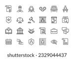 Law, Judgement, Lawsuit and Criminal investigation related icon set - Editable stroke, Pixel perfect at 64x64