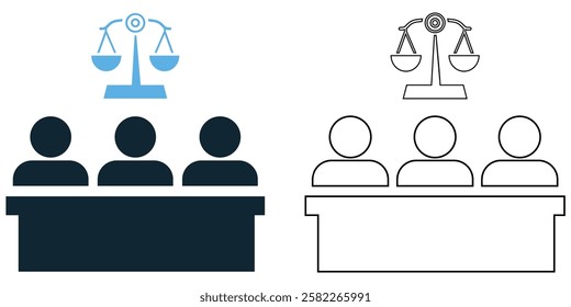 law jury icon vector, legal cases, court trials, judiciary, law firms, and justice system concepts pictogram symbol ui and ux design, glyphs and stroke line