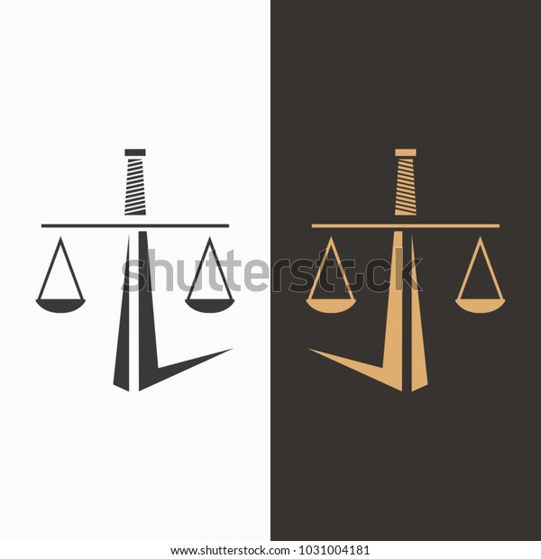 Law Justice Balance Logo Design Template Signs Symbols Stock Image
